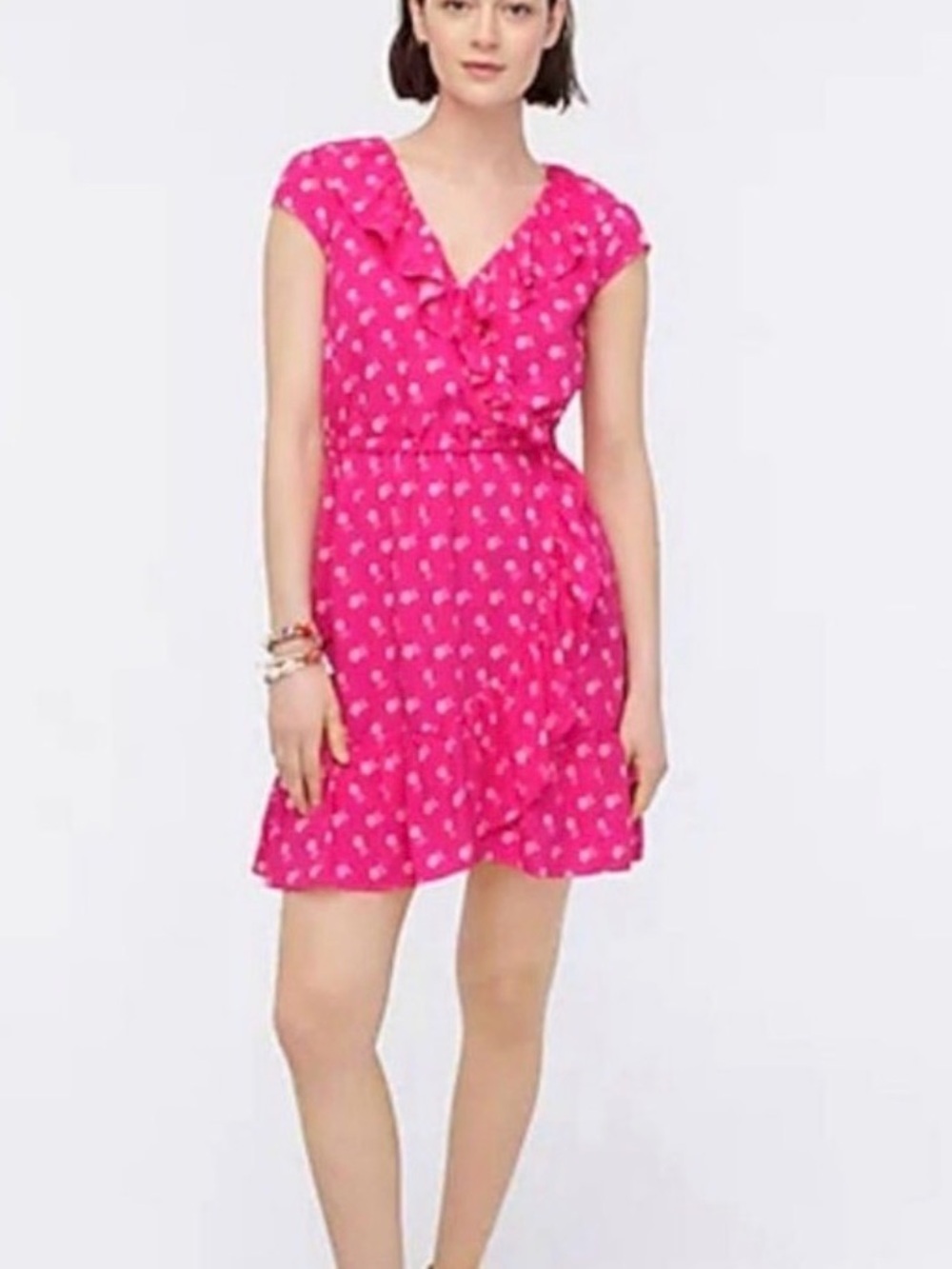 J. Crew Vibrant Hot Pink Floral Lined Dress